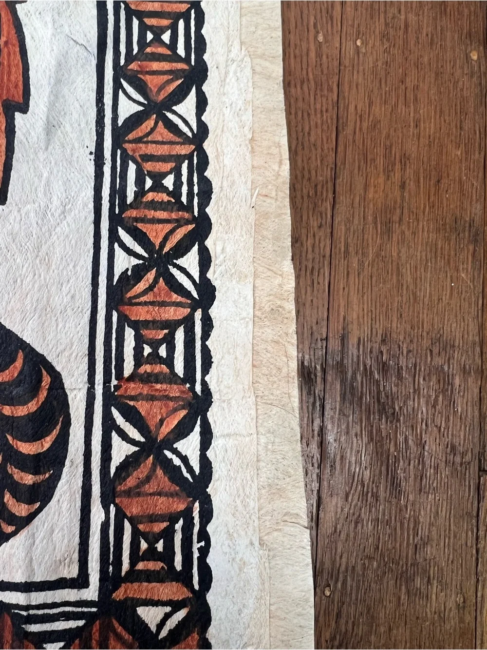Vintage TORTOISE Artist Signed Tapa Cloth Hawaiian Tiki Wall Art Home Decor
